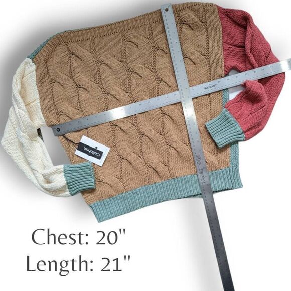 NWT Callahan Knitwear Colorblock Boatneck Knit Sweater Size Small - Picture 9 of 11